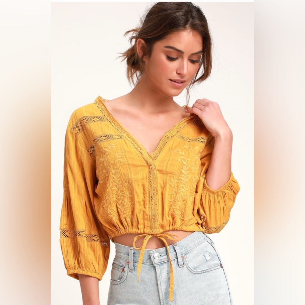 NWT Free People Follow Your Heart Embroidered Crop Small $68